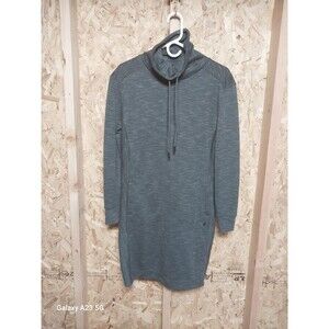 Prana S Sunrise Dress Funnel Neck Gray Pockets Soft Stretch Hoodie Drawstring